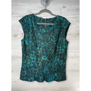 Ann Taylor Top Womens Large Floral Lace Peplum Sleeveless Elegant Shirt Blouse